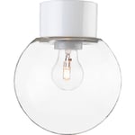 Tak- och vägglampa Classic Glob vit, 180 klarglas E27