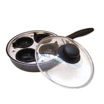 Pendeford Black 4 Cup Egg Poacher And Glass Lid Non Stick Coating 