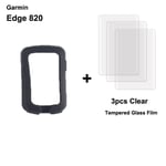 1 étui et 3 films de protection d'écran pour Garmin,compatible avec les modèles Edge 130 plus 520 530 540 830 840 1000 1030 1040 Explore 520 Plus et GPS - Type 820 Tempered Film
