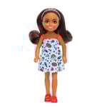 Barbie - Chelsea Doll, Small Doll - Blue Dress With Brown Hair & Green Eyes (HXM97)