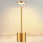 Uppladdningsbar trådlös lampa, metall sängbord, 2 ljusstyrkor, guld