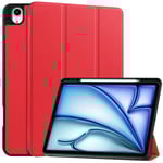 iPad Air 13 2024 Fodral Tri-Fold Pennhållare Röd