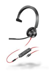 Poly Blackwire 3315, BW3315-M - Micro-casque mono filaire USB-C & 3,5mm certifié pour Microsoft Teams