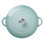Denby - Pavilion Blue Cast Iron Casserole Dish Shallow - Dutch Oven, Oven Safe Pot, Enamelled - 30cm, 3.65L Capacity
