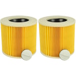 Vhbw - Lot de 2x filtres à cartouche compatible avec Kärcher wd 3.370 m, wd 3.300 m aspirateur à sec ou humide - Filtre plissé, jaune