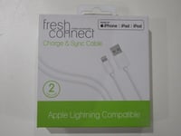 Fresh Connect Apple Lightning Compatible Charge/Sync Cable MFI Certified 2m Wht