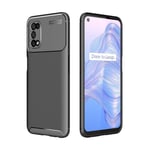 LEYAN Case for Realme 7 5G, TPU Shockproof Phone Cover with Carbon Fiber Design, Slim Soft Silicone Bumper Protective Shell, Black