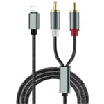 Lightning till RCA-kabel, ljud-aux-adapter, stereo Y-splitteradapter för utvalda iPhone, iPad för strömförstärkare