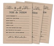 Inkdotpot Pack Of 50 Rustic Kraft Advice Cards, Advice & Wishes For The Bride and Groom, Mr and Mrs Wedding Game Activity 5x7 inches