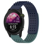 For Garmin Forerunner 255 Music 22mm Holes Breathable 3D Dots Silicone Watch Band(Midnight Blue+Olive Green)