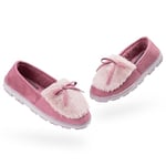 DUNLOP Chaussons Femme Hiver Fourrés, Pantoufles Femme Confort, Chaussons Femme Fermés Tailles 37 au 40 (Rose, 38 EU)