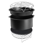 Air Fryer Oven Accessories Set with Cake Tin Baking Pizza Tray Basket Baking Ninja Foodi Grill Rack Insulation Pads for Air Fryer Baking 6in 5pcs