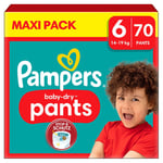 Pampers Baby-Dry Byxor, storlek 6 Extra Large 14-19 kg, Maxi Pack (1 x 70 byxor)