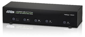 ATEN – VGA-Switch, 4 computers to 1 screen, HD-15 fe/ma, 3.5mm, RS232, black (VS0401-AT-G)