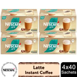 Nescafe Gold Instant Coffee Sachets 160 Latte Low Sugar, 4 Pack