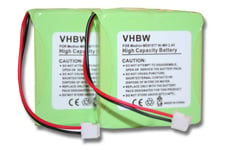 vhbw 2x NiMH Batterie 600mAh (2.4V) combiné téléphonique, téléphone fixe vtech VT1100, VT2020. Remplace: 5M702BMX, GP0827.