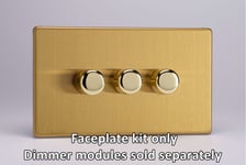 Varilight WDBD3S Matrix Faceplate Kit, screwless brushed brass, 3-gang