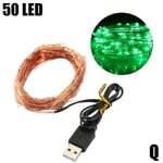 12m 100 Led Usb Outdoor Copper Wire String Fairy Lights Q Green 50led