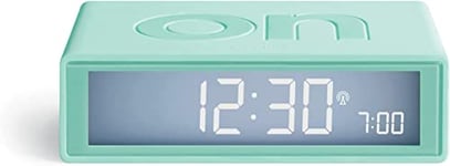 Lexon Flip+ Digital Alarm Clock for Bedrooms, Reversible On/Off Faces with Snooze function, LCD display & Touch Sensor Light, Radio Controlled & Battery Operated, Rubber - Mint