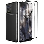 GOKEN Case for Realme 8 Pro/Realme 8 4G (6.4") + [2 Pack] Screen Protector, TPU Shockproof Phone Cover with Carbon Fiber Design, Slim Soft Silicone Bumper Protective Shell, Black