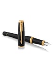 Parker Urban Fountain Pen | Muted Black with Gold Trim | Fine Nib with Blue Ink | Gift Box