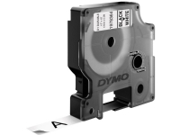Teksttape Dymo D1 Durable, 12 mm, sort/hvid, 5,5 m
