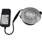 Nordtronic Low Profile Flexible downlight, drivdon, Ø8,5 cm, borstad alu, 2700K