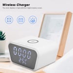 Wireless Charger Alarm Clock Smart Digital Desktop Electronic Clock With Tem FST