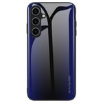 Samsung Galaxy A55 5G Fodral Kolfiber Texture Härdat glas+TPU Telefon Bakskal - Mörkblå