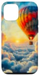 Coque pour iPhone 13 Pro Ballons à air chaud planant à travers les nuages style impressionniste