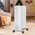 9 Fin 2000W Electric Oil Filled Radiator Portable Heater Thermostat Gloss White