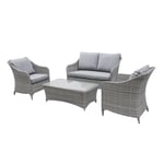 Rattan Garden Furniture Summer 4 Seater Sofa Armchair Coffee Table Set Grey