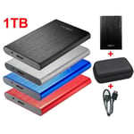 Disque Dur Externe HDD 2.5" USB 3.0 SATA Portable Stockage 1TB 1To Noir Métal avec Sac Étui de Protection