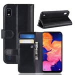 Samsung Galaxy A10 Plånboksfodral i Äkta Läder, Svart