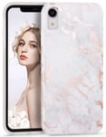 Imikoko iPhone XR Case, iPhone XR Marble Case Shiny Light Gray Rose Gold Slim Anti-Scratch Shockproof Cover Matte Flexible Clear Transparent TPU Bumper Soft Case for New Apple iPhone XR (6.1 inch)