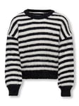 KIDS ONLY Girl's Kognewpiumo L/S Jumper Cp KNT Noos Knitted, Black/Stripes: egret, 146/152 cm