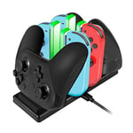 EXTSUD 6 en 1 Chargeur pour Nintendo Switch Manette Pro et Joy-Con Station de Charge Dock avec 4 Slots, Câble USB Type C et Indicateur de Charge LED