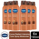 Vaseline Intensive Care Spray Moisturizer, Cocoa Radiant, 6 Pack, 190ml 