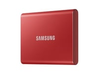 500 GB Samsung Portable SSD T7, USB-C 3.2, inkl. adapter för Typ A - Röd