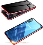 para sakura anti peeping privacy magnetic Samsung galaxy a50 Phone Case with Double Side Tempered Glass Metal Frame dsorption Metal Bumpe Shock-Absorption,Anti-spy(red)