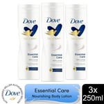Dove Essential Nourishment Body Lotion 24h DeepCare Complex For Dry Skin 3x250ml