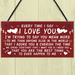 Love You Plaque Hanging Plaque Anniversary Valentines Day Gift For Husband Wife