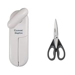 CULINARE MagiCan Opener - Manual tin opener with a powerful stainless steel blade and a wide, comfortable handle for safety and ease, in white Zyliss Shears, Black, 1.4 x 9.4 x 22.5 cm, E910026
