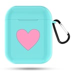 Protective Case Cmf Heart Pattern Apple Wireless Earphones Charging Box Dust-proof Shockproof Outdoor Protective Case for Airpods(Black) (Color : Mint Green)