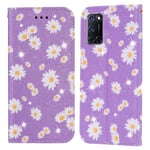 JRIANY Compitable with OPPO A52 / OPPO A72 Case, Bling Glitter Daisy Flower Design Flip Wallet Case with Stand Magnetic Card Holder Girls Leather Silicone Shockproof Cover for OPPO A52 / A92, Purple