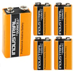 5X Genuine Duracell Industrial 9V PP3 MN1604 Block Alkaline Batteries Replaces Procell Battery Pack of 5