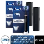 Oral-B Pro 3 3500 Electric Toothbrush with Smart Sensor Cross Action Black, 2pk