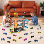 Kids Playset 4Story Parking Lot Toy 24 Tiny Toy Vehicles Helicopters Fire Cars