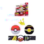 Bandai - Pokémon - Ceinture Clip 'N' Go - 1 Ceinture, 1 Poké Ball, 1 Luxury Ball et 1 Figurine 5 cm Pikachu - Accessoire pour se déguiser en Dresseur Pokémon - Jouet Enfant 4 Ans et + - JW2718