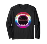 Solar Eclipse 2024 Disconnected 70s 80s Vaporwawe Graphic Long Sleeve T-Shirt